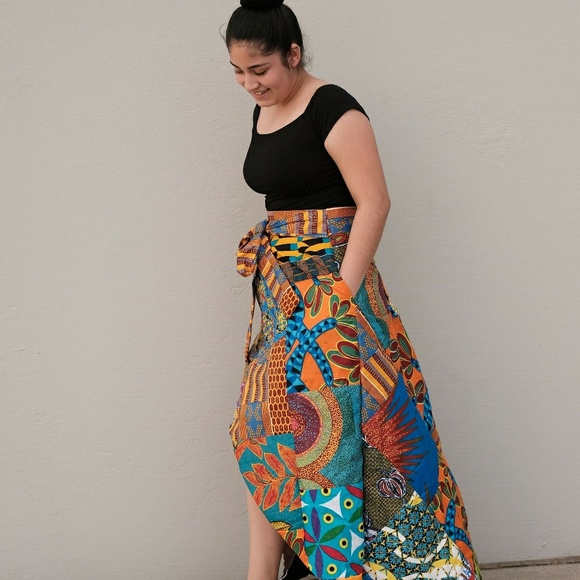 Women African Ankara patches high low skirt - Picture 4 of 7